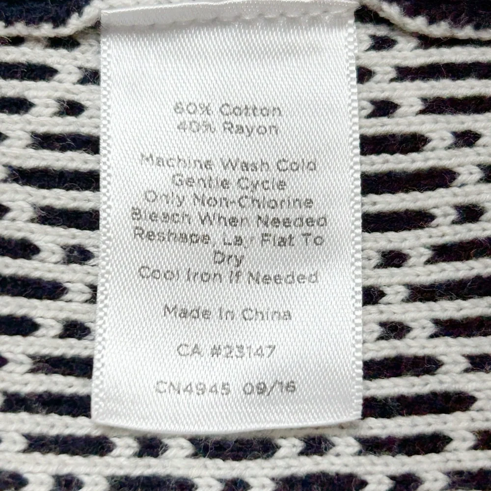 Talbots long-line open-front cardigan sweater navy white Size X-large XL - Picture 8 of 10